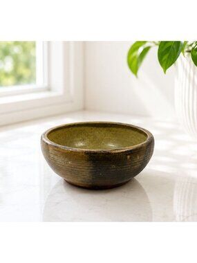 Handmade Vintage Stoneware Bowl With Rustic Glaze - 6" Diameter 2.5" Height